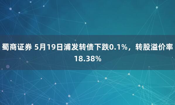 蜀商证券 5月19日浦发转债下跌0.1%，转股溢价率18.38%
